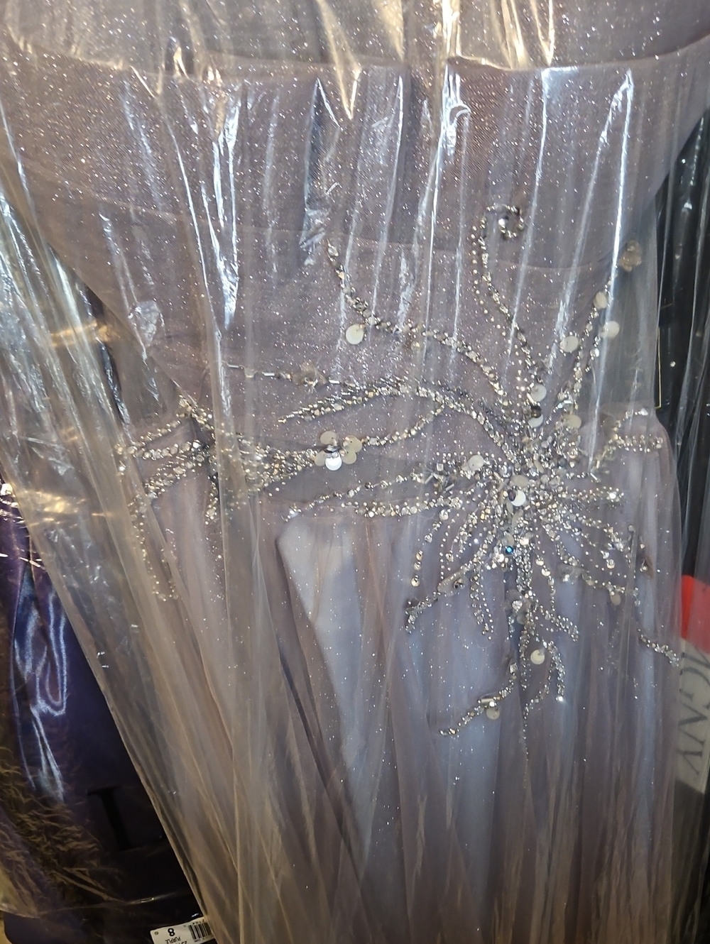 MEDIUM Coya Collection CL2643 Laven Gradient Glitter Tulle Gown Corset Back NWT
